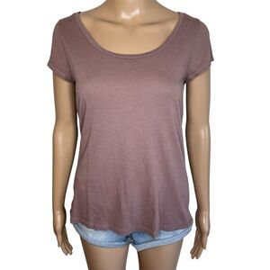 LOFT Solid Mauve Basic Crewneck Short Sleeve Pullover T-Shirt Top